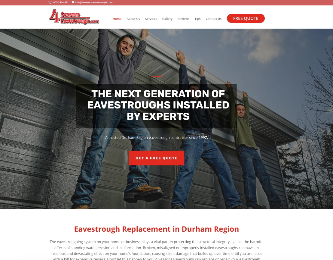 4 Seasons Eavestrough website screenshot